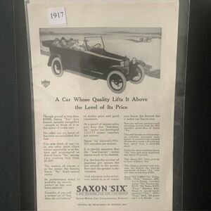 Vintage 1917 Saxon Six Quality Lifts It Above It's Price Ad Advertisement